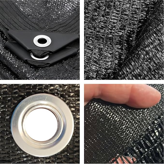 Black Shade Cloth 90% UV Resistant, 10x10 FT Heavy Duty Mesh Tarp with Reinforced Lock-Stitched Edges & Grommets for Plants, Dog Kennels, Chicken Coops, Patio Privacy and Outdoor Garden Protection