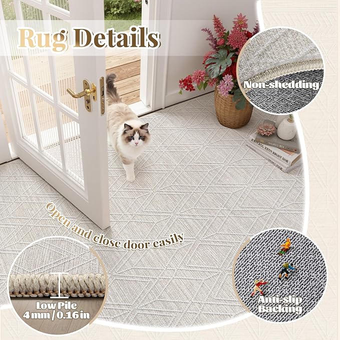 8x10 Area Rugs Washable Rug: Geometric Moroccan Farmhouse Rugs Large Living Room Rug Modern Neutral Soft Non-Slip Printed Pattern Carpet for Bedroom Dining Room Nursery Office (Beige Grey, 8'x10')