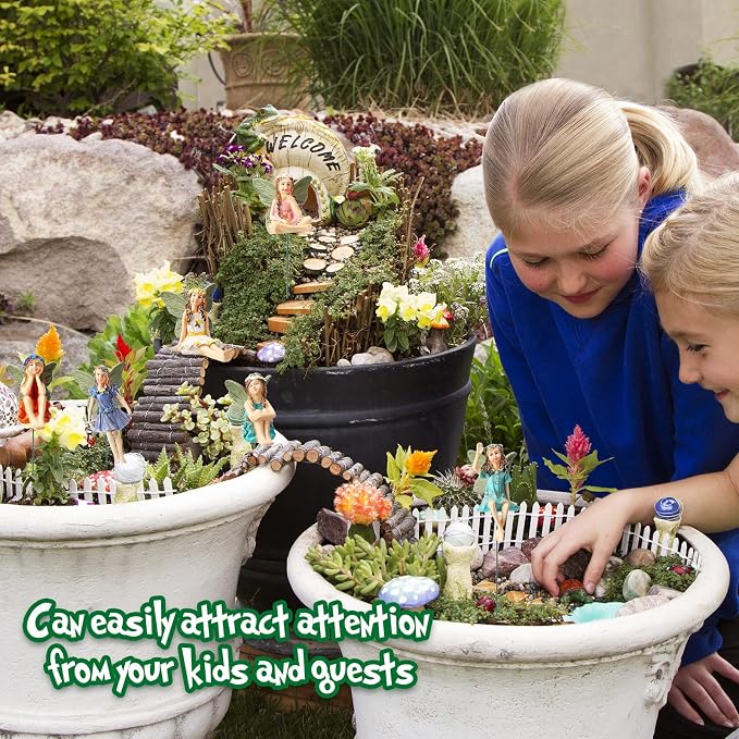 Yulejo 18 Pieces Garden Miniatures Fairies Mini Figurine Fairy Accessories Outdoor Decor for Garden Yard Lawn Supplies