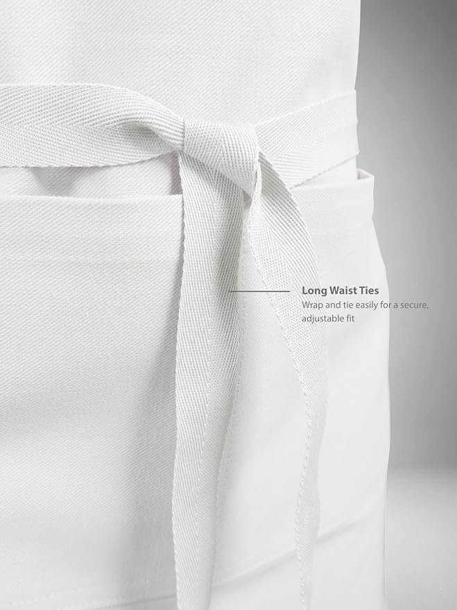 100% Cotton Kitchen Apron with 2 Pockets – Adjustable Chef Apron for Cooking Baking BBQ – Unisex Apron