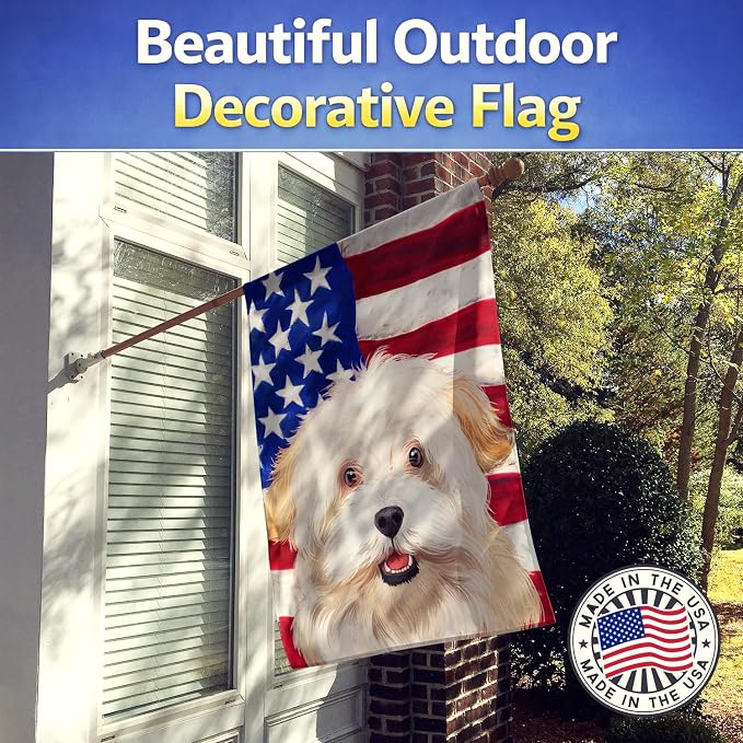 Caroline's Treasures CK6394CHF Alpine Spaniel American Flag House Flag Large Porch Sleeve Pole Decorative Outside Yard Banner Artwork Wall Hanging, Polyester, House Size, Multicolor