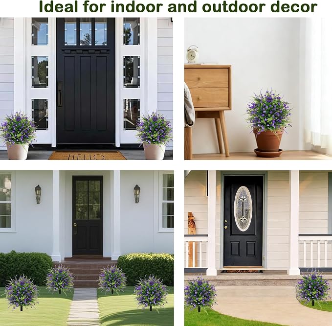 Artificial Boxwood Plants Outdoor with Stake,Set of 2 Artificial Topiary Ball Flowers Faux Shrubs Bushes with Spike, UV Resistant Fake Flowers Ball Tree for Planter Filler Garden Front Porch D17