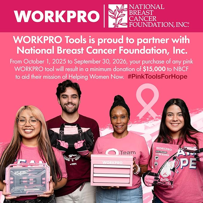 WORKPRO 8-Piece Pink Garden Tool Set, Stainless Steel Gardening Tools with Wood Handle, Including Garden Tote, Gloves, Trowel, Hand Weeder, Cultivator and More, Gardening Gifts for Women - Pink