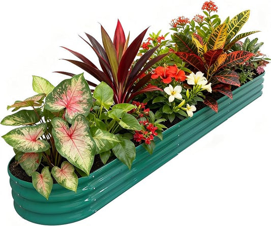 12x2x1 ft Raised Garden Bed, 12" Tall Galvanized Metal Raised Beds for Gardening Kit, Large Above Ground Planters Boxes for Outdoor Plants Vegetables, Flowers, Herbs, Fruits, Rust Resistant, Green