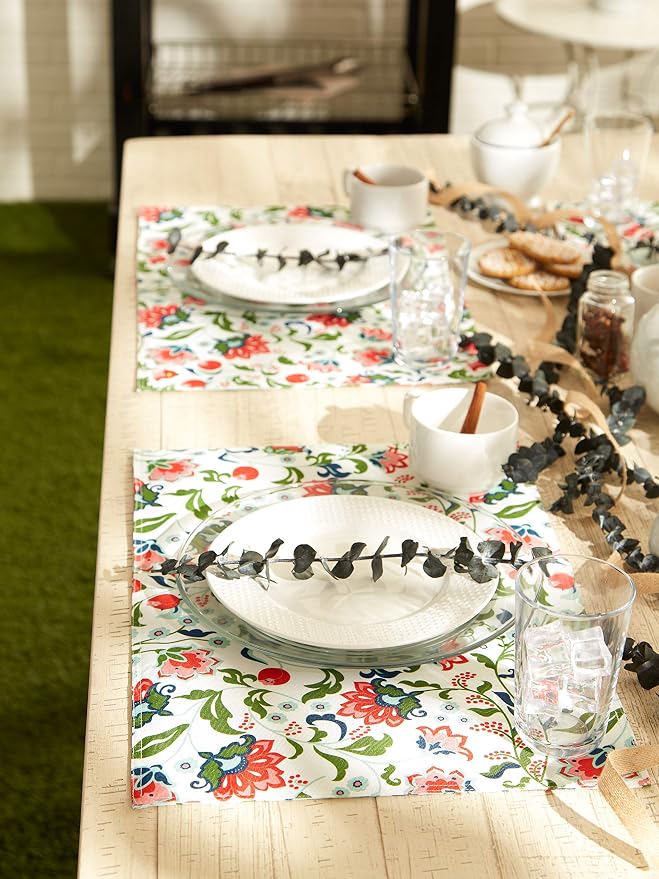 DII Garden Inspired Outdoor Tabletop Collection, Water Resistant, Placemat (Set of 6), Floral