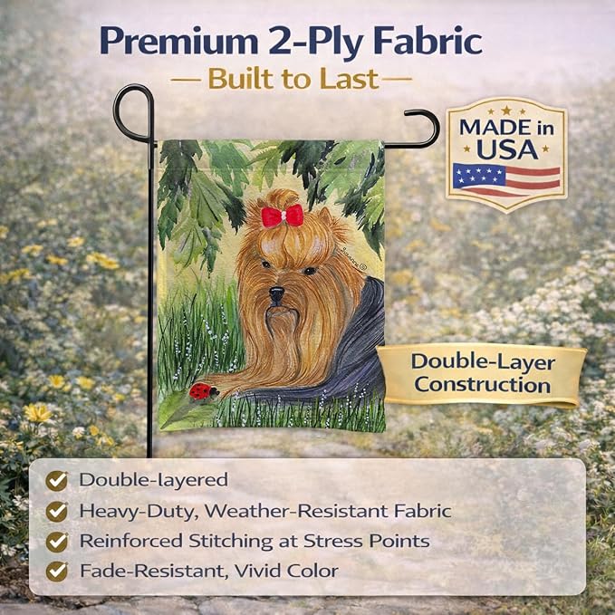 Caroline's Treasures SS8258GF Yorkie Garden Flag Mailbox Flag Decorative Yard Flag Banner Outside Patio Artwork Yard Flower Beds, Garden Size, Multicolor