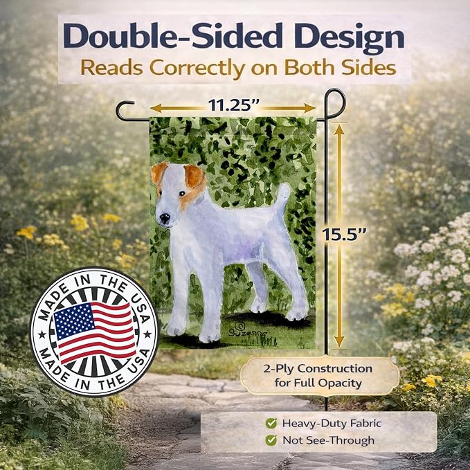 Caroline's Treasures SS8734GF Jack Russell Terrier Garden Flag Mailbox Flag Decorative Yard Flag Banner Outside Patio Artwork Yard Flower Beds, Garden Size, Multicolor