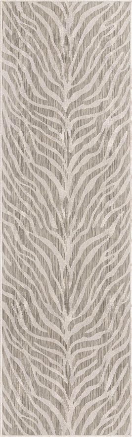 Unique Loom Outdoor Safari Collection Area Rug - Tsavo (2' 11" x 10' Runner, Gray/ Ivory)