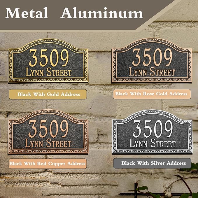 Address Sign Lawn Mounted - Custom House Number Sign with 2 Solid Metal Stakes,Address Numbers for Outside House,Yard,Garden,Grass,Ground,Drive Way,Lawn,13'' x 7.5''