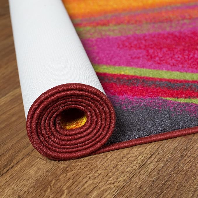 Rugshop Waves Non-Slip Modern Fade Resistant Area Rug Multi 3'3" x 5' | Rectangular, Size 3'3" x 5', Living Room, Bedroom, Dining Room, Home Office, Kitchen, Entryway, Hallway, Nursery, Kids Room