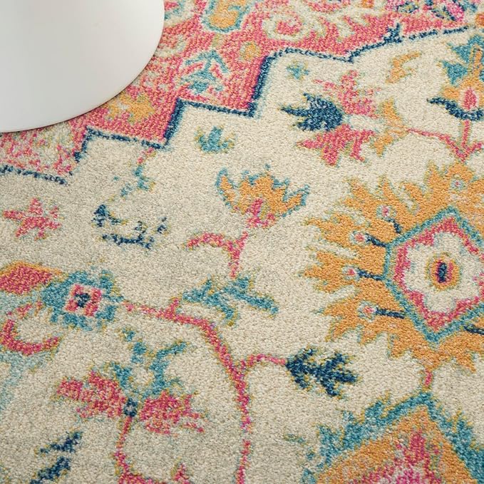 Nourison Home Passion Ivory Pink 3'9" x 5'9" Area Rug - Easy Clean, Non Shedding, Bed Room, Living Room, Dining Room, Kitchen (4' x 6')