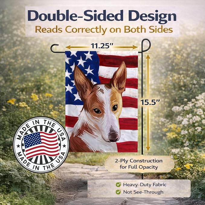Caroline's Treasures CK6610GF Majorca Ratter American Flag Garden Flag Mailbox Flag Decorative Yard Flag Banner Outside Patio Artwork Yard Flower Beds, Garden Size, Multicolor