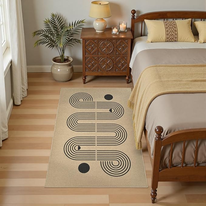 UERMEI 3x5 Outdoor Jute Area Rug Patio Farmhouse Geometric Brown | Indoor Outdoor Washable Non Slip Pet Friendly Carpet for Door Mat Area Rug for Patio Bedroom Living Room Kitchen Porch