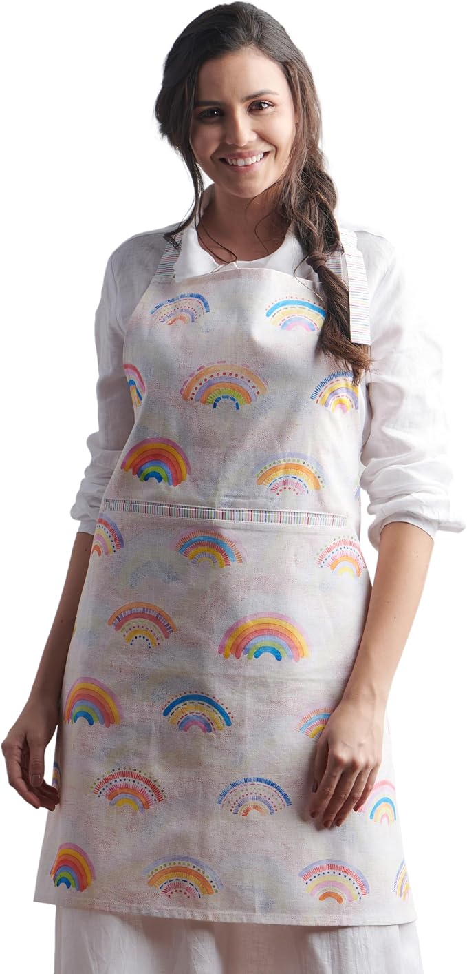 Maison d' Hermine Aprons for women with Pocket 100% Cotton (27.50"x31.50") | Adjustable Neck Strap & long ties Apron Men Chef Wedding Cooking Gardening Server Maid