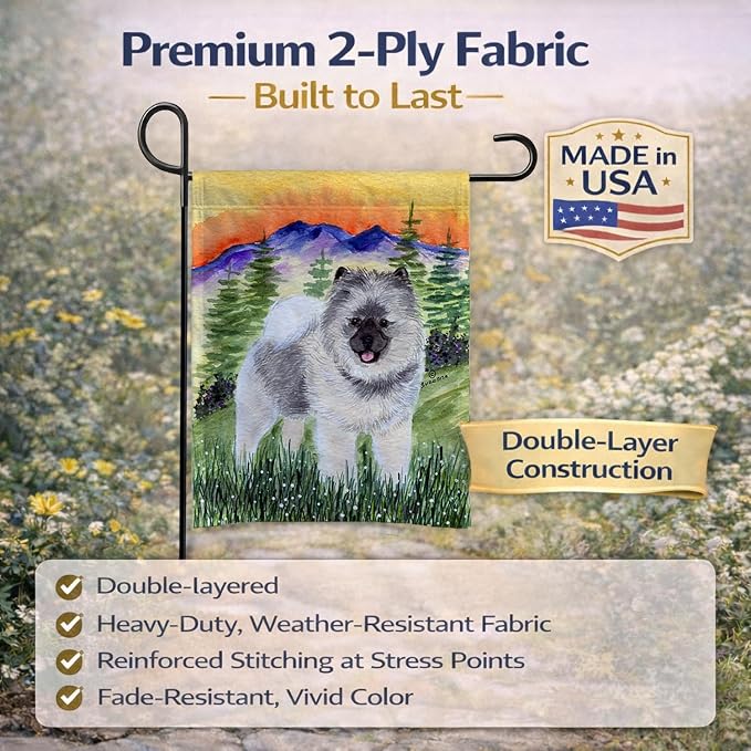 Caroline's Treasures SS8192GF Keeshond Garden Flag Mailbox Flag Decorative Yard Flag Banner Outside Patio Artwork Yard Flower Beds, Garden Size, Multicolor