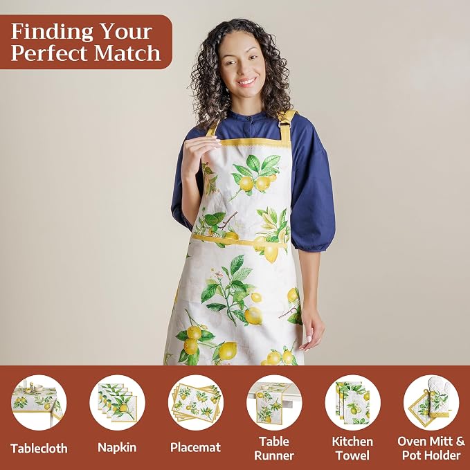 Maison d' Hermine Aprons for women with Pocket 100% Cotton (27.50"x31.50") | Adjustable Neck Strap & long ties Apron Men Chef Wedding Cooking Gardening Server Maid
