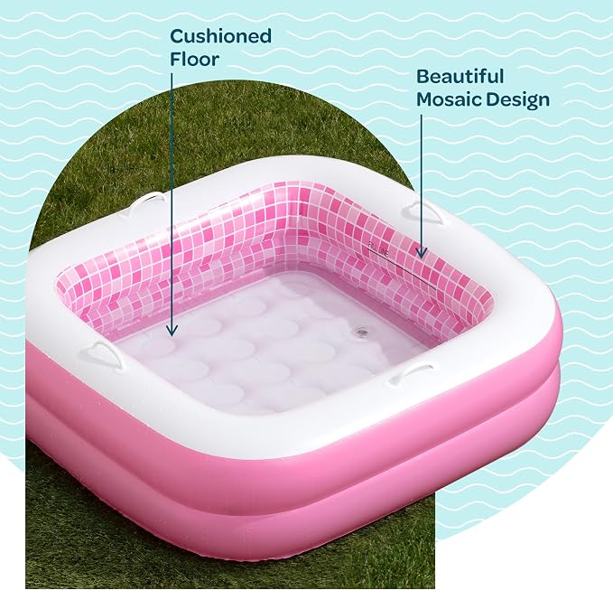 3-in-1 Inflatable Baby Pool, Bathtub & Ball Pit for Toddlers 1-3, Patented Safety Secure Grip Handles, Soft Floor & Drain - Summer Water Toys, First Birthday Gifts, Kiddie Pool for Ages 1 2 3, 34"x10"