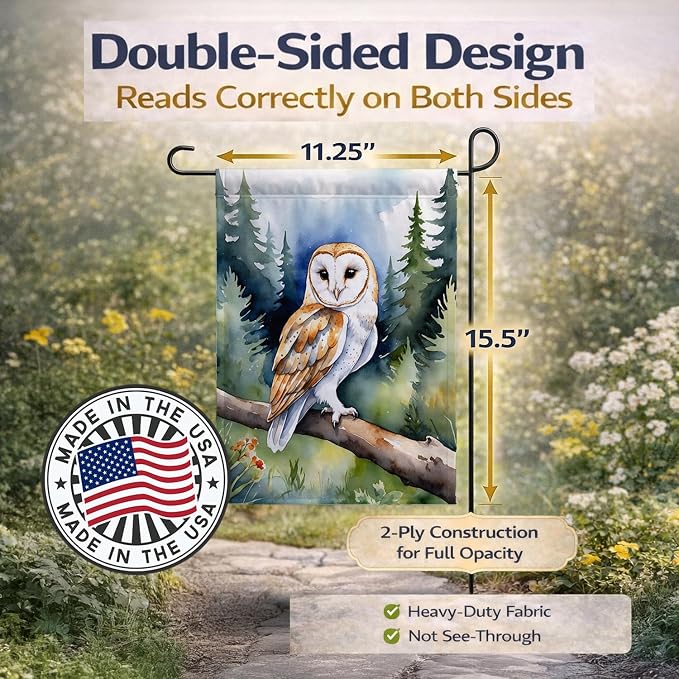 Caroline's Treasures Barn Owl Garden Flag Mailbox Flag Decorative Yard Flag Banner Outside Patio Artwork Yard Flower Beds, Garden Size, Multicolor