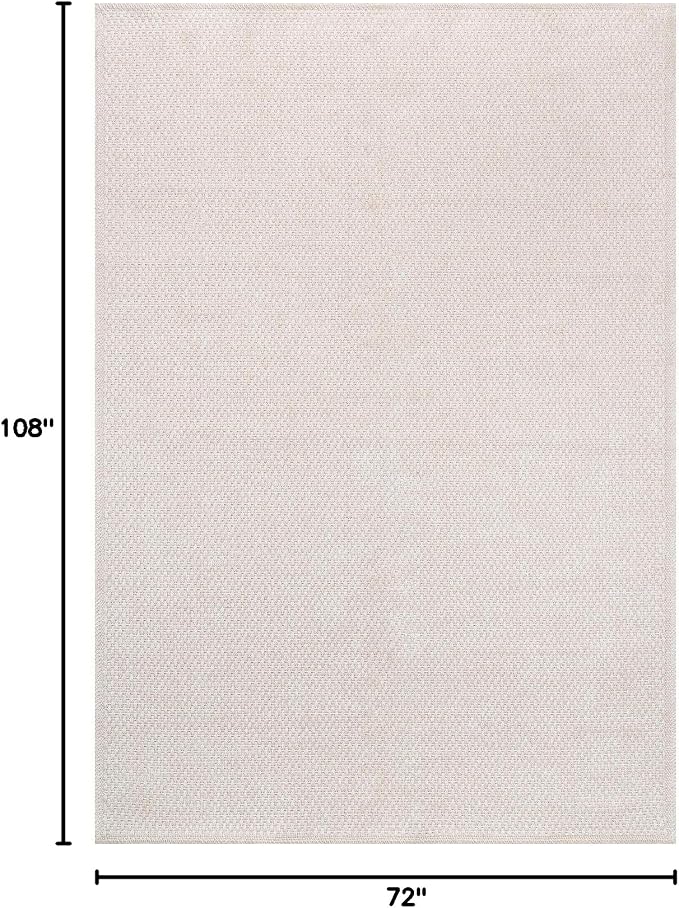 CAMILSON Easy Jute Rug 6x9, Indoor Outdoor Off-White Farmhouse Area Rugs for Living Room Patio and Kitchen Rug, Solid Woven Design, Easy-Cleaning, Washable Outside Carpet Alfombras (6 x 9)