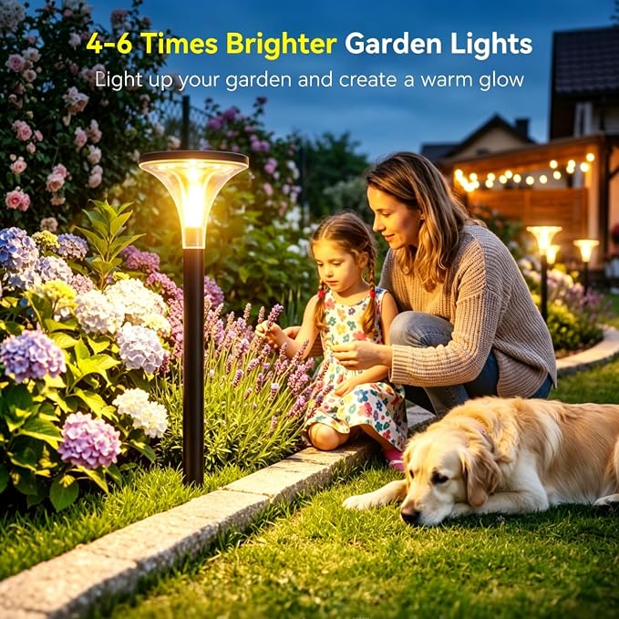 29" Tall Solar Pathway Lights Outdoor, 4 Pack 200LM Ultra Bright Garden Lights Solar Powered, Waterproof, Auto ON/Off, 16H Outdoor Lighting for Yard Walkway Driveway Decor
