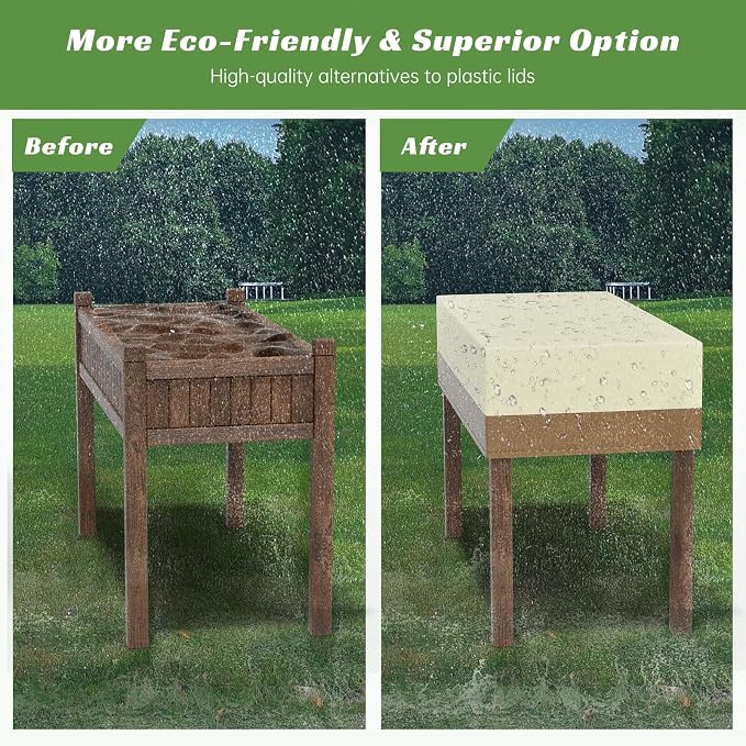 Decoroca 2’x4’ Planter Boxes Cover - Garden Covers for Raised Beds with All-Natural 600D Nylon & Water-Resistant Coating - Winter Plant Covers to Withstand Weed Seeds, Heavy Rain & Snowfall