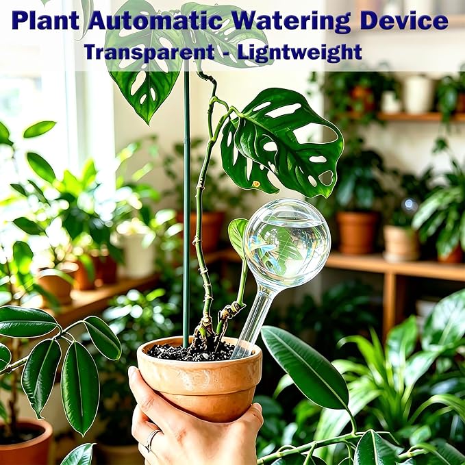 Kingbow 10pcs Plant Self Watering Globes, Clear Plastic Self Watering Bulbs Flower Automatic Watering Stakes Devices, Garden Self Watering Device for Outdoor Indoor Plant