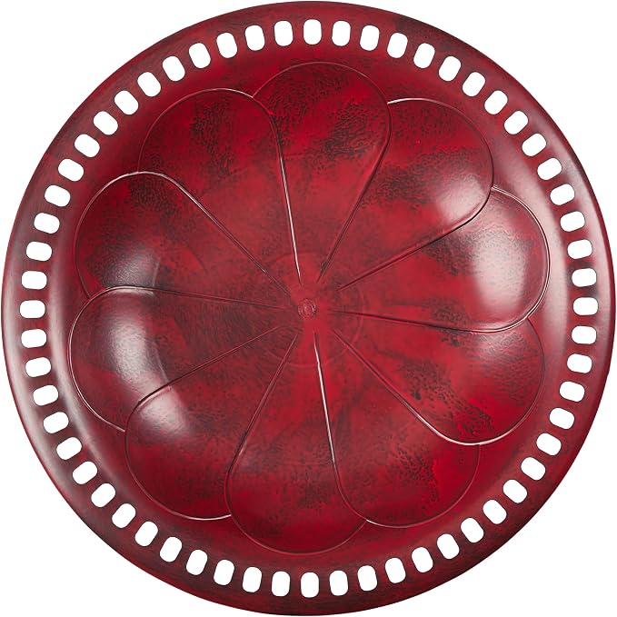 Backyard Expressions Outdoor Garden Bird Bath - Red - Weather Resistant Polyresin - 27 Inch