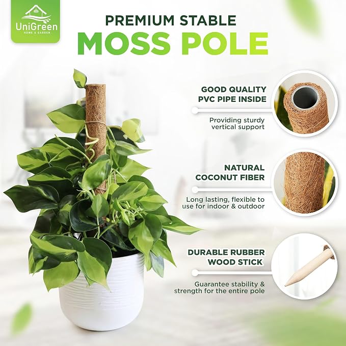 UNIGREEN 2Pack 87'' Large Premium Moss Pole, Coir Totem Poles for Big Indoor Plants, 47'' Moss Sticks for Monstera Plant Support, Plant Pole for Big Climbing Plants Indoor