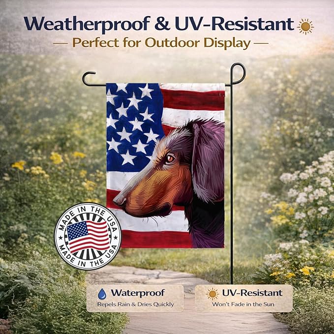 Caroline's Treasures CK6621GF Montenegrin Mountain Hound American Flag Garden Flag Mailbox Flag Decorative Yard Flag Banner Outside Patio Artwork Yard Flower Beds, Garden Size, Multicolor