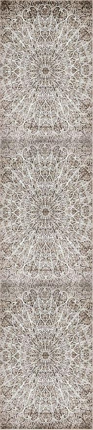Unique Loom Sofia Collection Area Rug - Grace (2' x 9' 10" Runner, Brown/ Ivory)