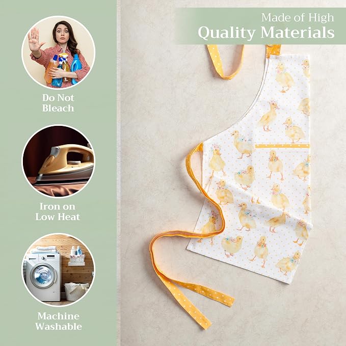 Maison d' Hermine Aprons for women with Pocket 100% Cotton (27.50"x31.50") | Adjustable Neck Strap & long ties Apron Men Chef Wedding Cooking Gardening Server Maid