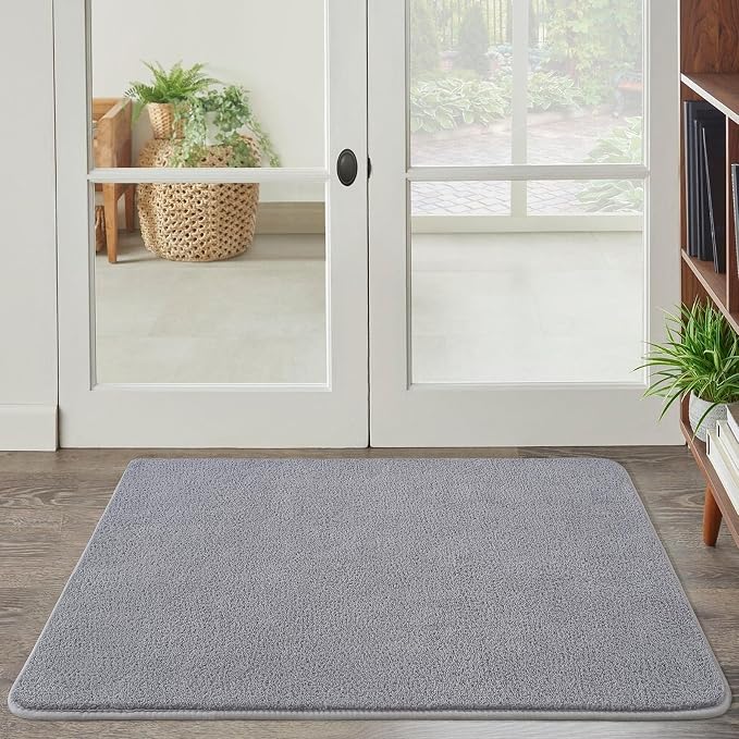 Keeko 2x3 Area Rugs for Living Room,Soft Washable Memory Foam Bedroom Rug | Indoor Throw Rug Low Pile Minimalist Non Slip Carpet for Kids Nursery Classroom Dorm Room Home Decor Grey