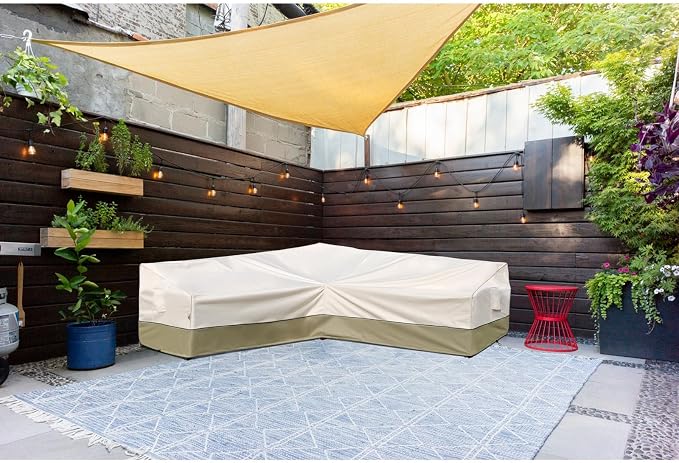 Outdoor Sectional Patio Furniture Covers - Waterproof Rip-Stop Anti-UV 600D Heavy Duty Couch Cover with 3 Air Vent - 90"L x 90''L 33.5''D 31''H, Light Green