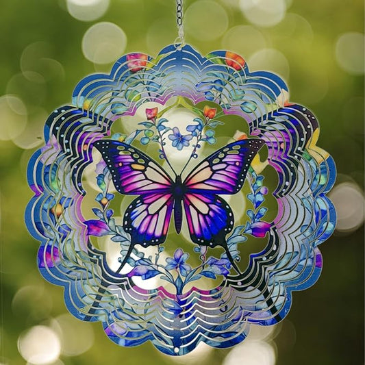 Eandisom Wind Spinners Outdoor Butterfly - Birthday Gifts for Women, for Mom, Butterflies Hanging 12 inch 3D Wind Sculptures for Garden Decor for Outside, Patio, Yard, Outdoor