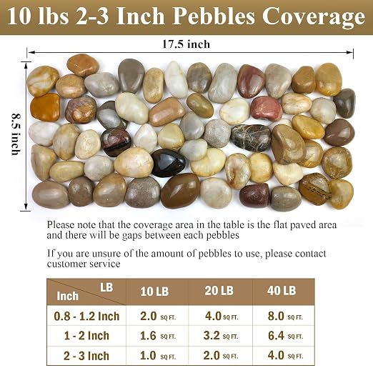 FANTIAN 40 lbs Large River Rocks for Outdoor Landscaping, 2-3 Inch Natural Decorative Pebbles for Potted Plants Aquarium Fountain Garden Rocks and Yard Paving Stones