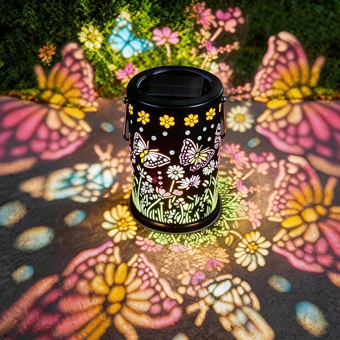 Solar Lanterns Outdoor Waterproof Solar Lights Outdoor Butterfly Gifts for Mother's Day Women Mom Grandma, Metal Hanging Solar Lights Garden Decor for Patio, Yard, Lawn, Porch, Backyard