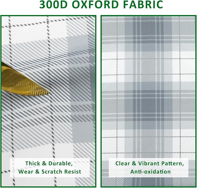 Picnic Table Cover with Bench Covers Camping Essentials Reusable Waterproof Windproof Camping Tablecloth Fitted Rectangle Tables and Seats, 96in, Gray Plaid