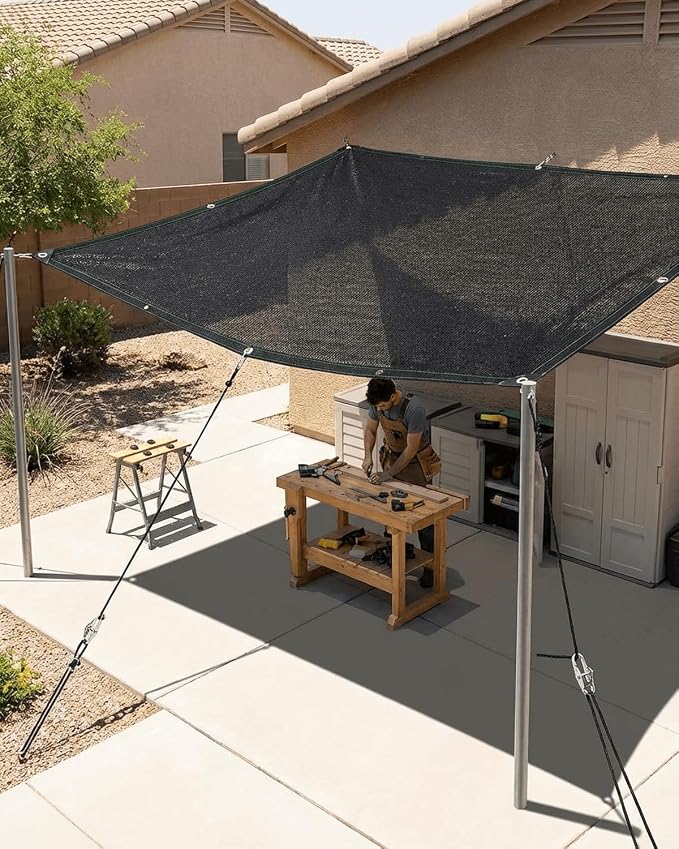vensovo 50% Sunblock Shade Cloth Net Black Resistant - 12x30 Ft Garden Shade Mesh for Plant Cover, Greenhouse, Chicken Coop, Kennels, Tomatoes Plants