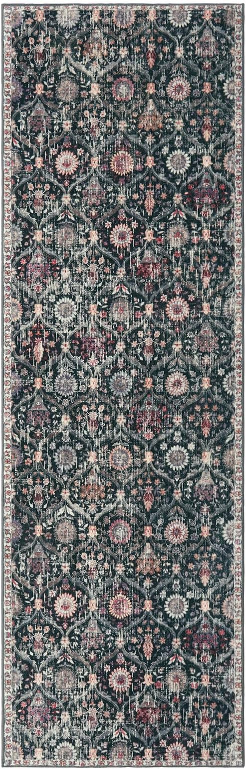 Lahome Moroccan Hallway Rug, 2'5''x8' Washable Kitchen Runner Rugs Non Skid | Non Skid Runners for Hallways Ultra-Thin Oriental Carpet for Laundry Room Bedroom Bathroom Elise, Black Multi