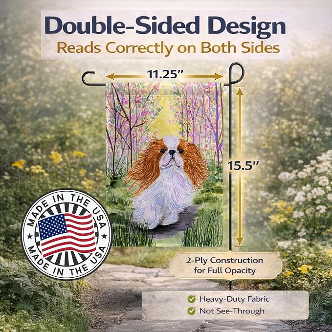 Caroline's Treasures SS8613GF English Toy Spaniel Garden Flag Mailbox Flag Decorative Yard Flag Banner Outside Patio Artwork Yard Flower Beds, Garden Size, Multicolor