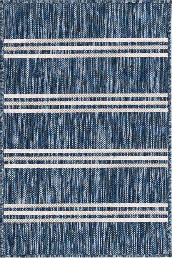 Unique Loom Outdoor Collection Area Rug - Anguilla (2' x 3' 1' Rectangle, Blue/ Ivory)