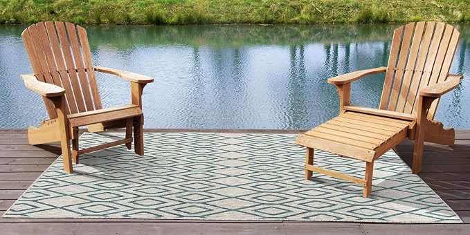 Jill Zarin Outdoor Collection Area Rug - Turks and Caicos (5' 3" x 8' Rectangle Gray Teal/Teal)