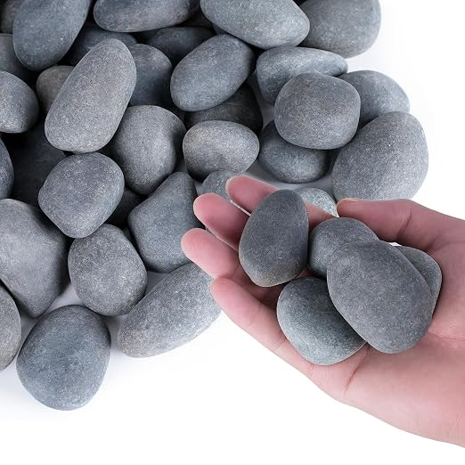 Pulovin 20 lbs River Rocks for Landscaping, 1-2 inch Natural Rocks for Aquarium, Fish Tank, Decorative Garden Stones for Plants, Flower Pots, Vase, Walkways