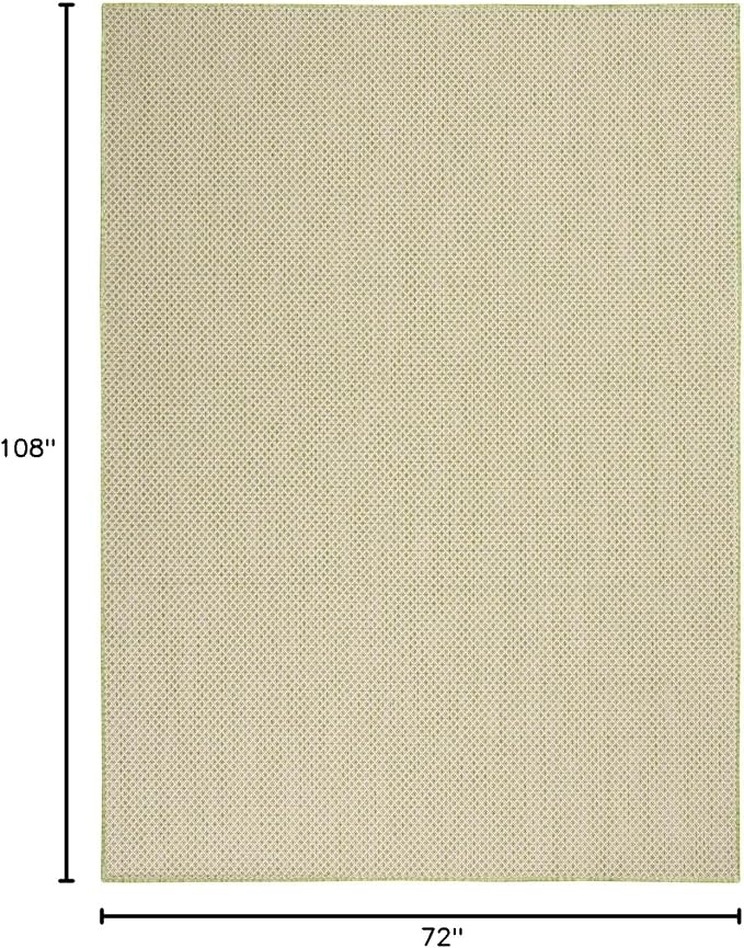 Nourison Home Courtyard Ivory Green 6' x 9' Area Rug - Easy Clean, Non Shedding, Bed Room, Living Room, Dining Room, Kitchen (6' x 9')