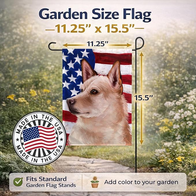 Caroline's Treasures CK6472GF Canaan Dog American Flag Garden Flag Mailbox Flag Decorative Yard Flag Banner Outside Patio Artwork Yard Flower Beds, Garden Size, Multicolor