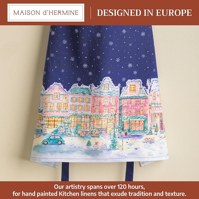 Maison d' Hermine Aprons for women with Pocket 100% Cotton (27.50"x31.50") | Adjustable Neck Strap & long ties Apron Men Chef Wedding Cooking Gardening Server Maid