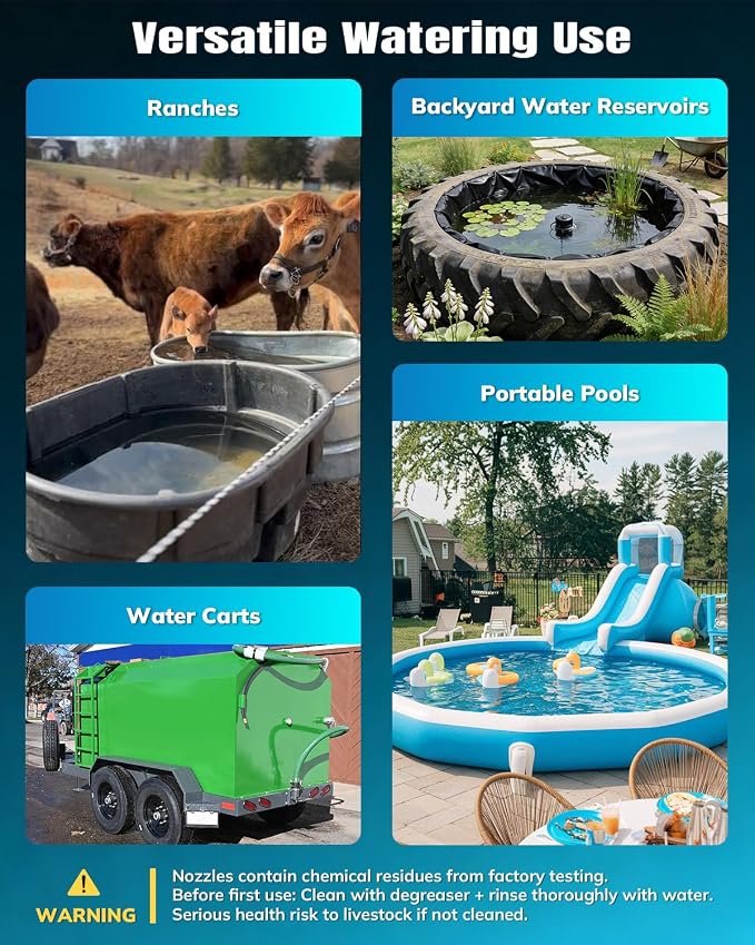 Auto Shut-Off Water Nozzle Kit for Stock Tank – Automatic Livestock Waterer Valve Prevents Overflow, Fits Horse, Cattle, Goat Farm Water Troughs with Nozzle Holder
