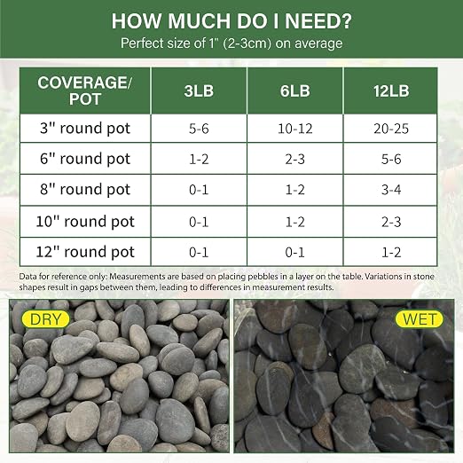 NUPICK 6lb Mexican Beach Pebbles, 1" Black River Rocks for Landscaping, Smooth Garden Rocks for Outdoor Paving, Natural Black Pebbles for Plants, Decorative Stones for Planters, Fish Tank, Fountain