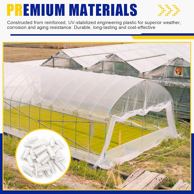 100 Pcs 1 Inch Greenhouse Clips, 25mm White Plastic Clamp Garden Buildings Frame Snap PVC Pipe Tube Clips for Greenhouse Films Sunshade Nets Row Covers Shelters Fixing, Farming, Gardening