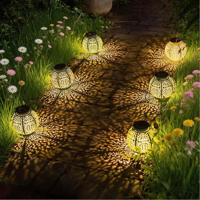 TAKE ME 2 Packs Solar Lanterns Outdoor Lights Waterproof Garden Lanterns for Patio,Outside Mothers Day Gifts Mom Wife Grandma Birthday Gifts [Set of 2]
